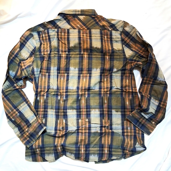 Men's Levi's Orange/Olive/Blue Flip Collared Button Down Flannel In Size 3XL - Picture 2 of 4